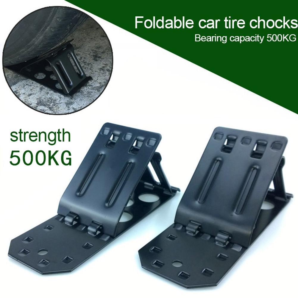 2pcs Car Wheel Chock Foldable Wheel Ramp Triangle Anti-skid Stop Metal Antislip Vehicle Car Truck Wheel Tire Chock Stop Block
