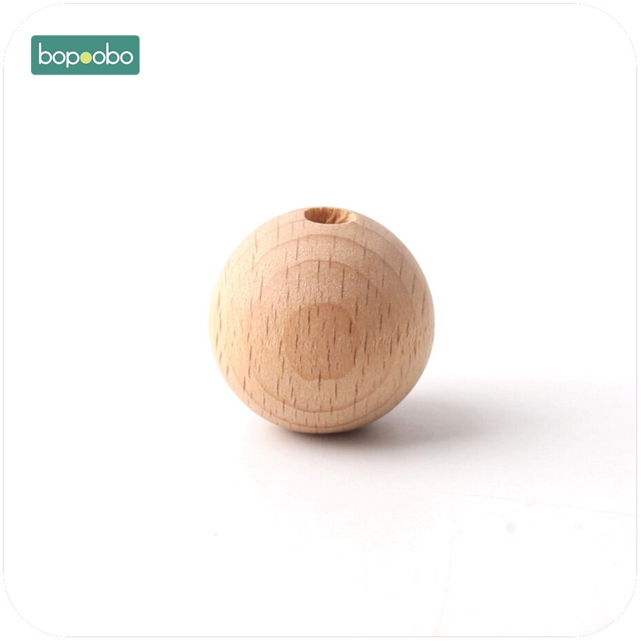 Bopoobo 10pc tilbehør til babyer 25mm bøg træperler tygge sygepleje træperler diy smykker krybbe legetøj babybinder