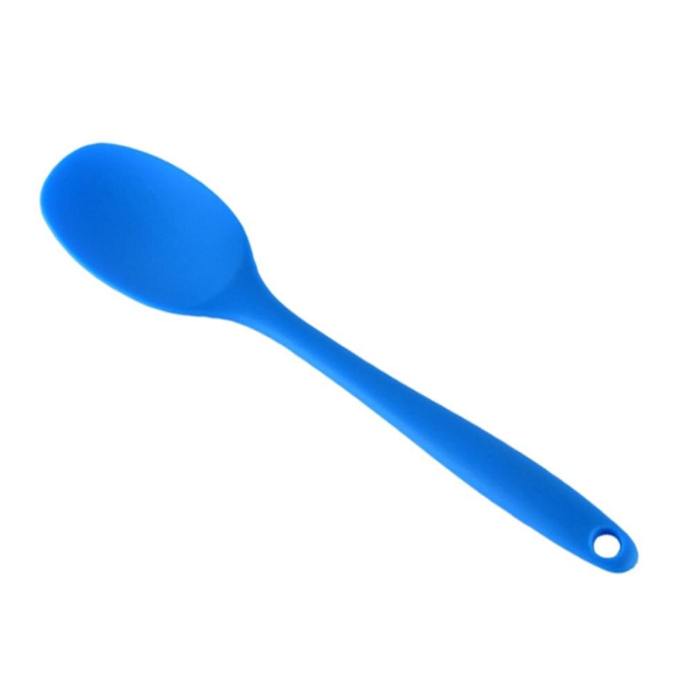 Utensilios de cocina de grado alimenticio, cuchara de sopa de mango largo de silicona, Color sólido, cubiertos de silicona, utensilios y accesorios, 5 colores: Blue