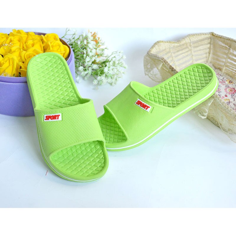 EVA Household Slippers Men's Indoor Flip Flops Lovers' Anti Slip Thick Bottom Slippers Summer Women Home Flat Shoes WSL1000: light Green / 38