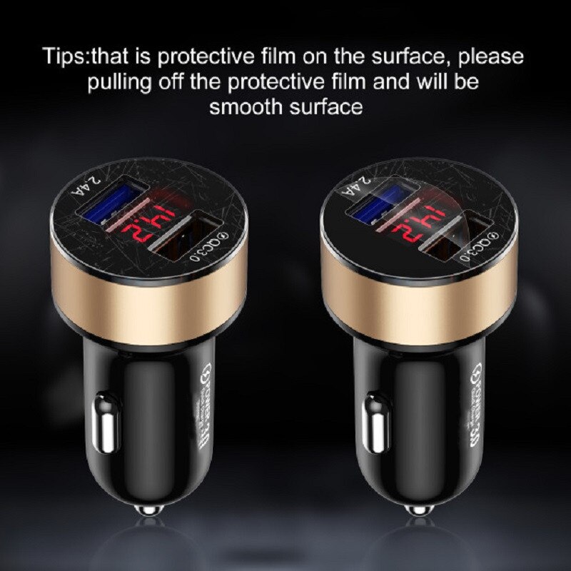 Cargador USB Dual rápido QC3.0 para coche, pantalla Digital LED, adaptador de carga rápida para teléfono iPhone 12 11 Pro 7 Xiaomi Huawei