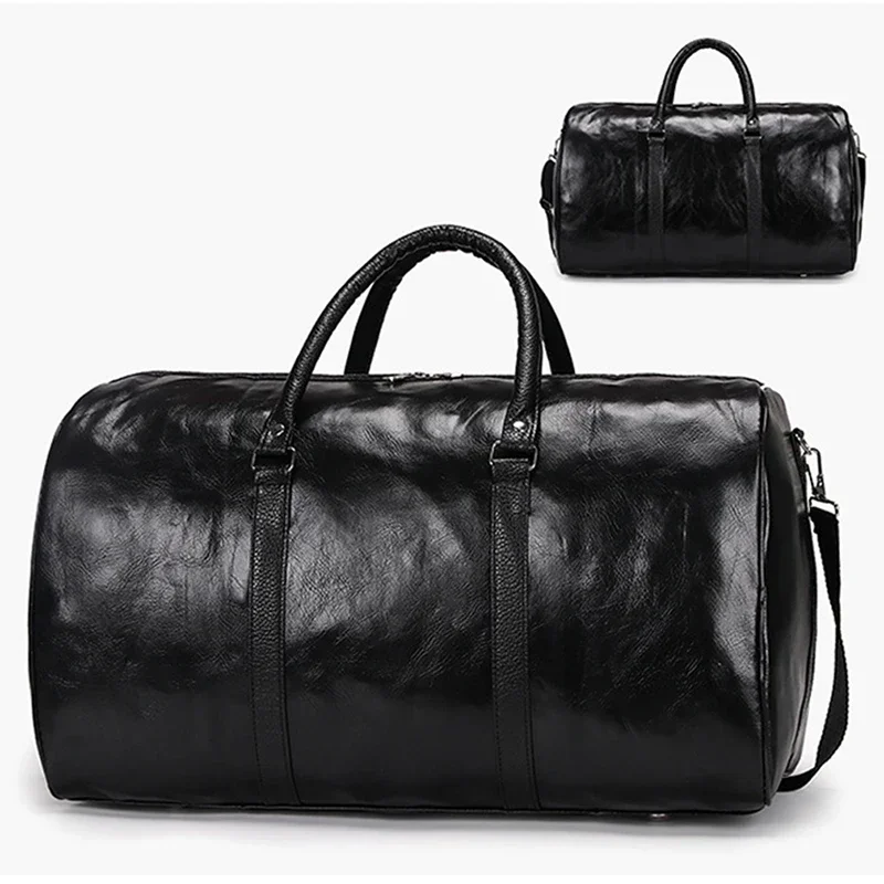 Leren reistas, grote weekendtas, onafhankelijke grote fitnesstas, handtas, koffer, schoudertas, zwart, heren, ritssluiting, pu: Blauw