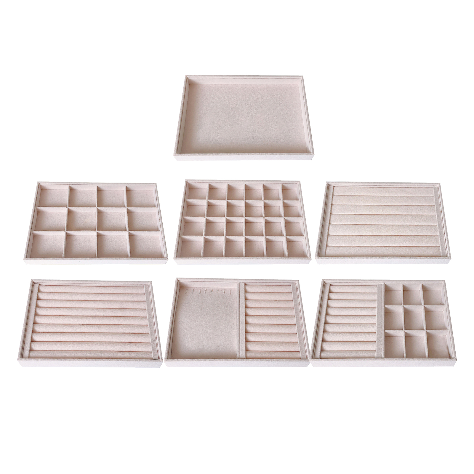 Stackable Jewelry Organizer Velvet Jewelry Display Tray Showcase for Knickknacks Necklace Earrings Rings Pendant Storage Box