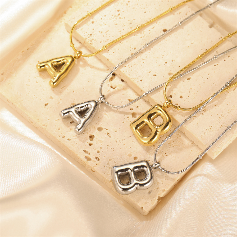 Collier avec lettres My Shape, ballon initial, pour femmes, pendentifs Alphabet A-Z en acier inoxydable, 26 lettres, bijoux à la