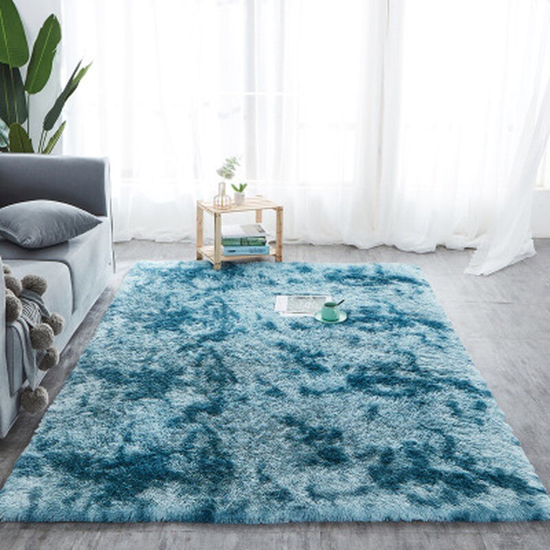 1PC Shaggy Tie-teinture tapis 40*40CM imprimé peluche sol moelleux tapis chambre d'enfants fausse fourrure zone tapis salon tapis soyeux tapis