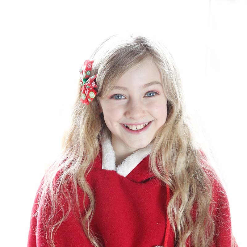 12 stks/partij 3 "Zwaluwstaart Grosgrain Bloemen Lint Bows met Clip Kinderen Meisjes Organza Hair Bows Voor Kerst Dag Haar accessoires