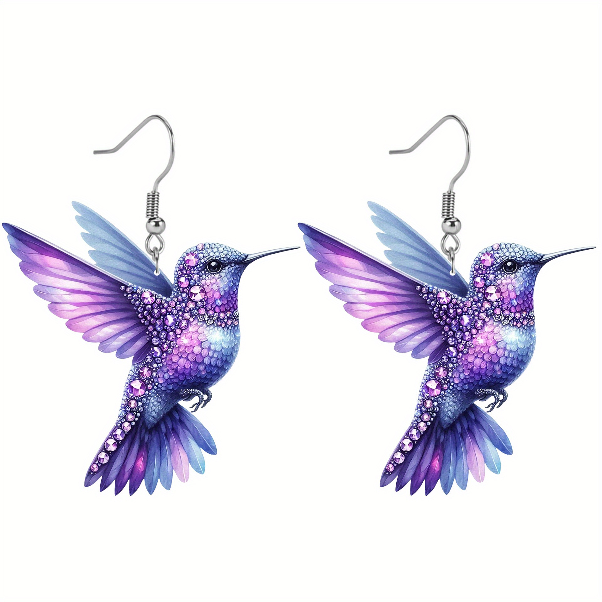 2D Acrylic Hummingbird Earrings Cute Bird Shape Earrings For Women Girls Ear Charms Dangle Jewelry Accessory: Orange
