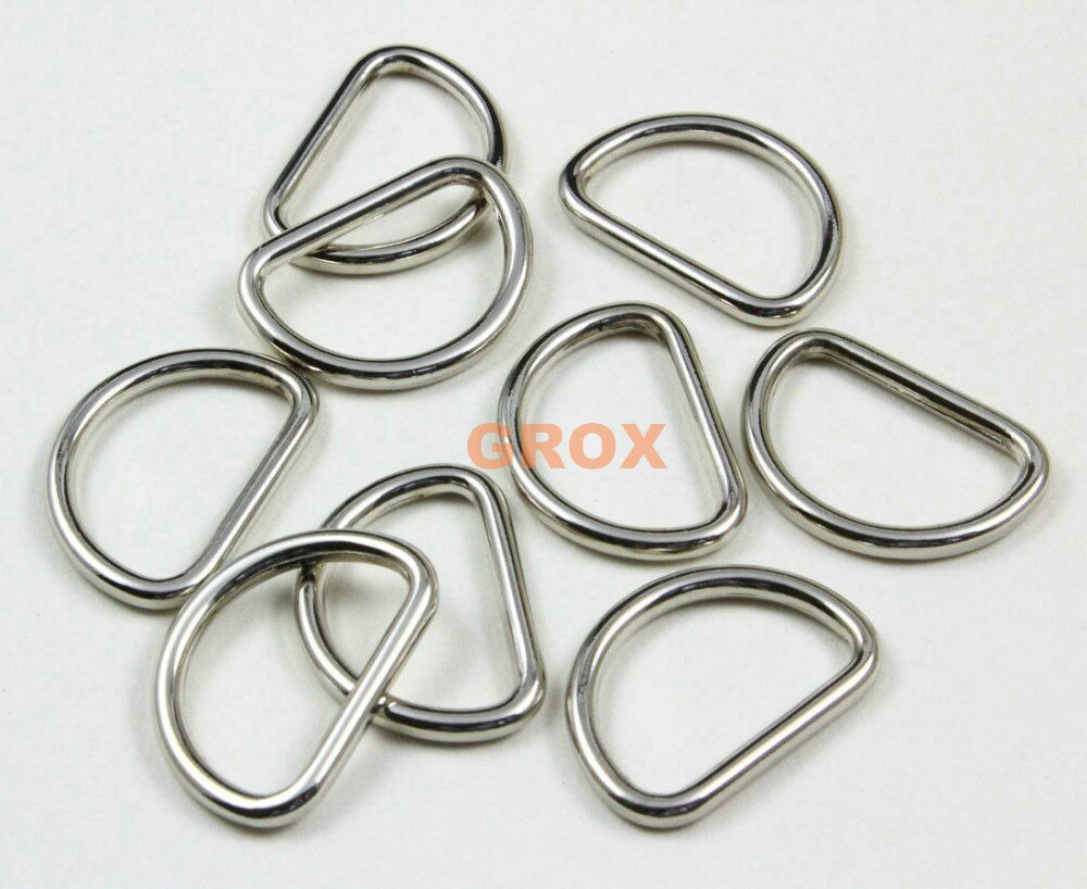 100 Stuks 24.5mm Nikkel Kleur Gelaste Metalen D Ring Purse Bag Dee Ring