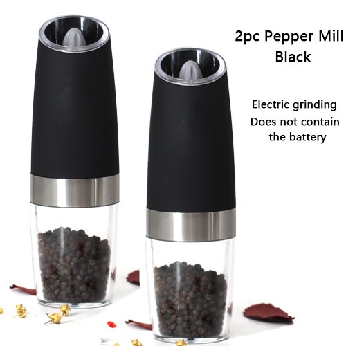 Automatic Salt &amp; Pepper Grinder Gravity Electric Spice Mill Adjustable Spices Grinder With LED Light Kitchen Device Kitchenware: B-2Pcs