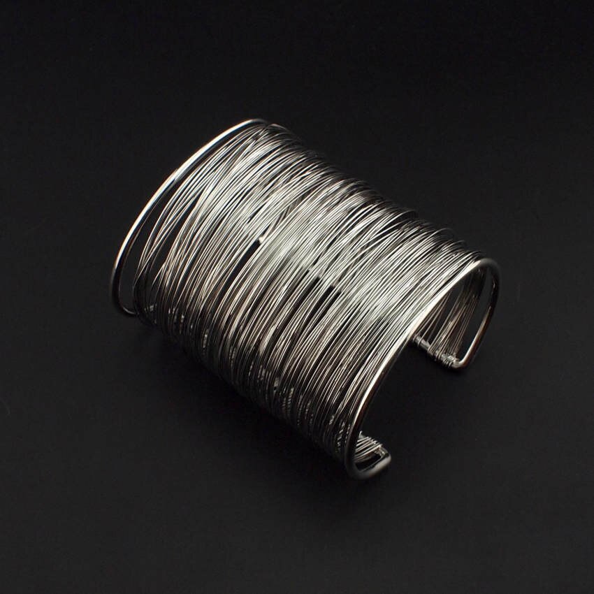 UKMOC Multi Schicht Legierung Draht Geöffnet Manschette Armreifen Armbänder Für Frauen ErkläSprosse Schmuck Charme Zubehör Party: Silber-