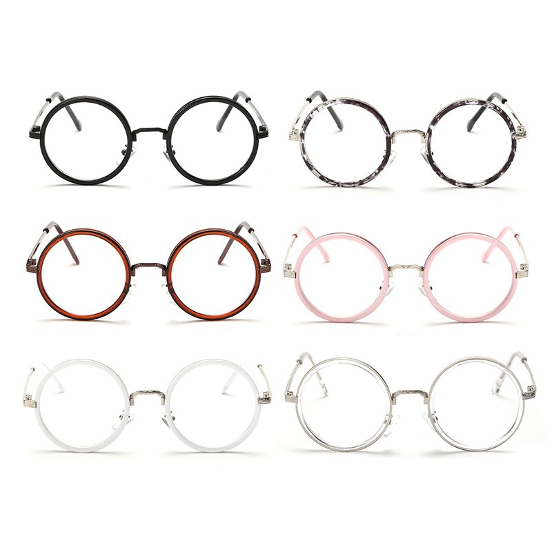 Women Round Reading Glasses Metal Frame Glasses Plain Mirror Male Female Reading Glass