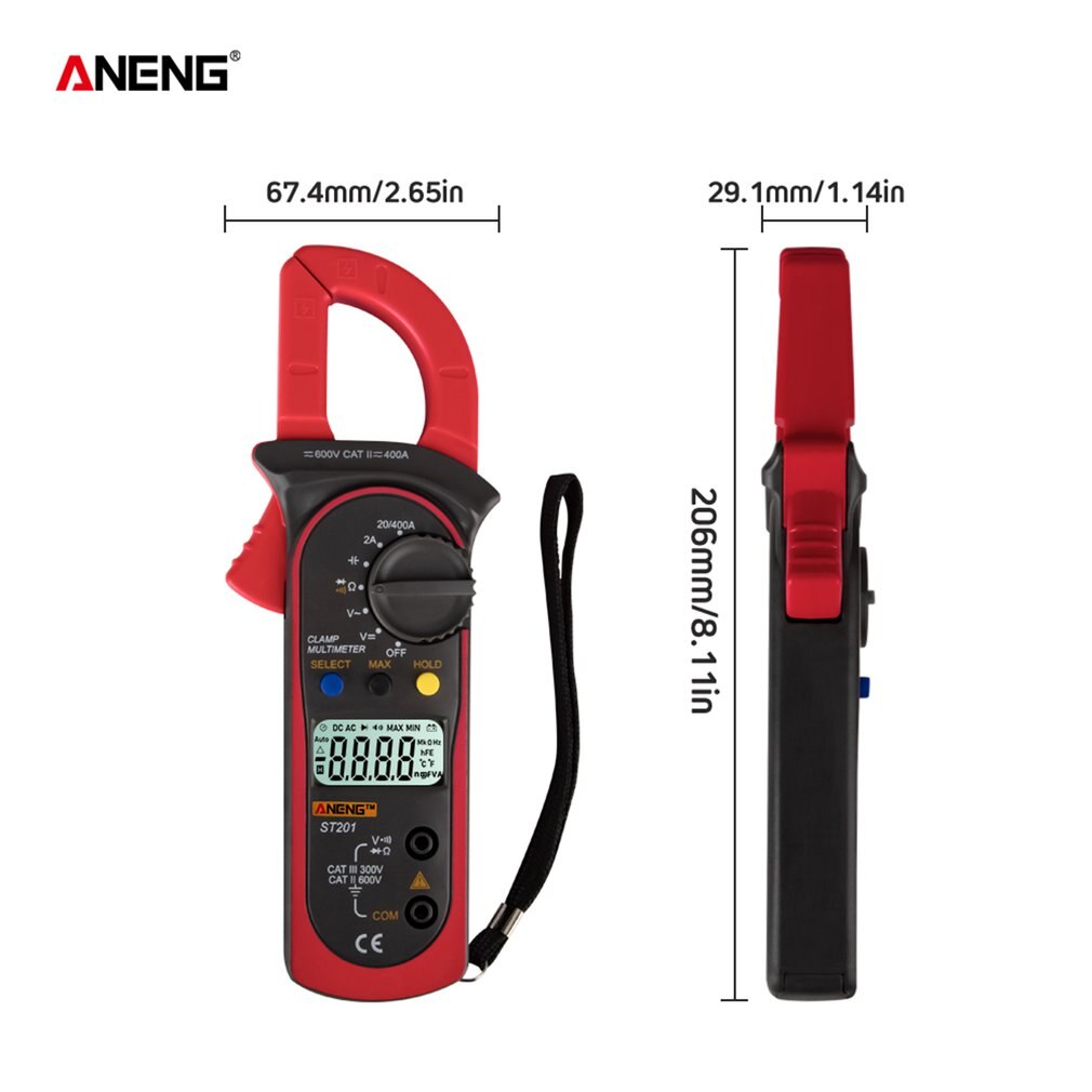ANENG ST201 1999 Counts Digital Clamp Meter Multimeter DC/AC Voltage Ammeter Resistance capacitance Diode Tester Data Hold