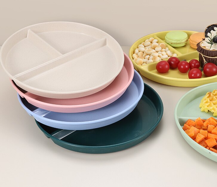 Plato divisor de plástico para desayuno, placa para reducir la grasa, para perder peso: Dark green
