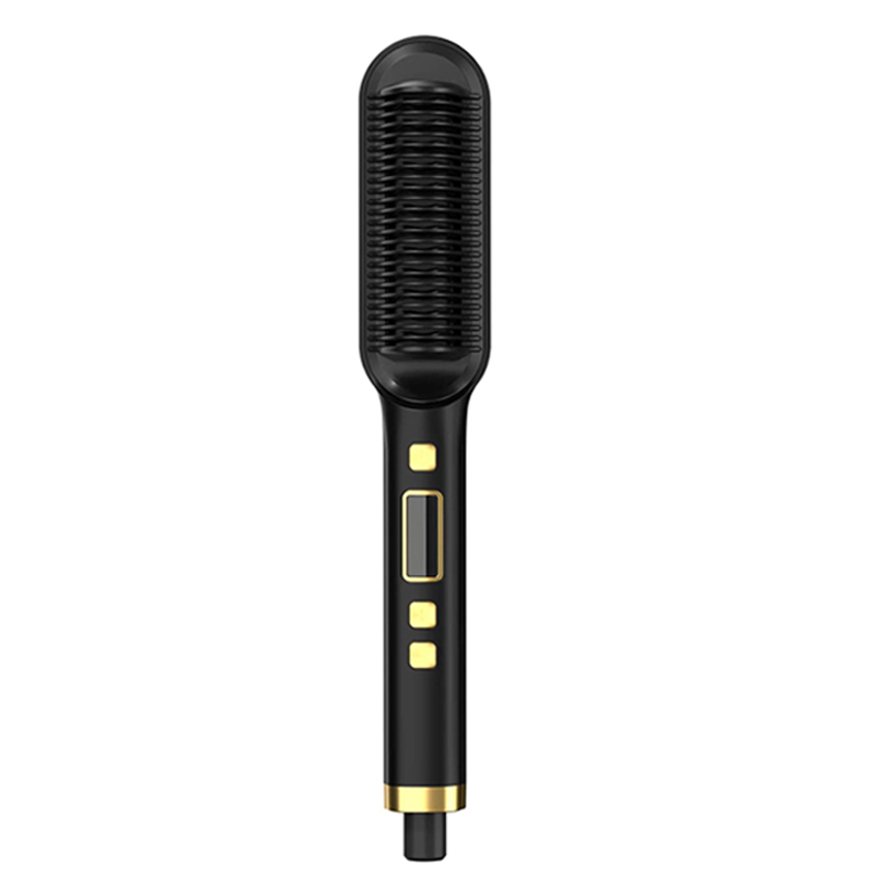 Haarglätter-Bürste für Frauen, Ion-Haarglätter, Styling-Kamm, Bürste, Glätteisen: Black / EU