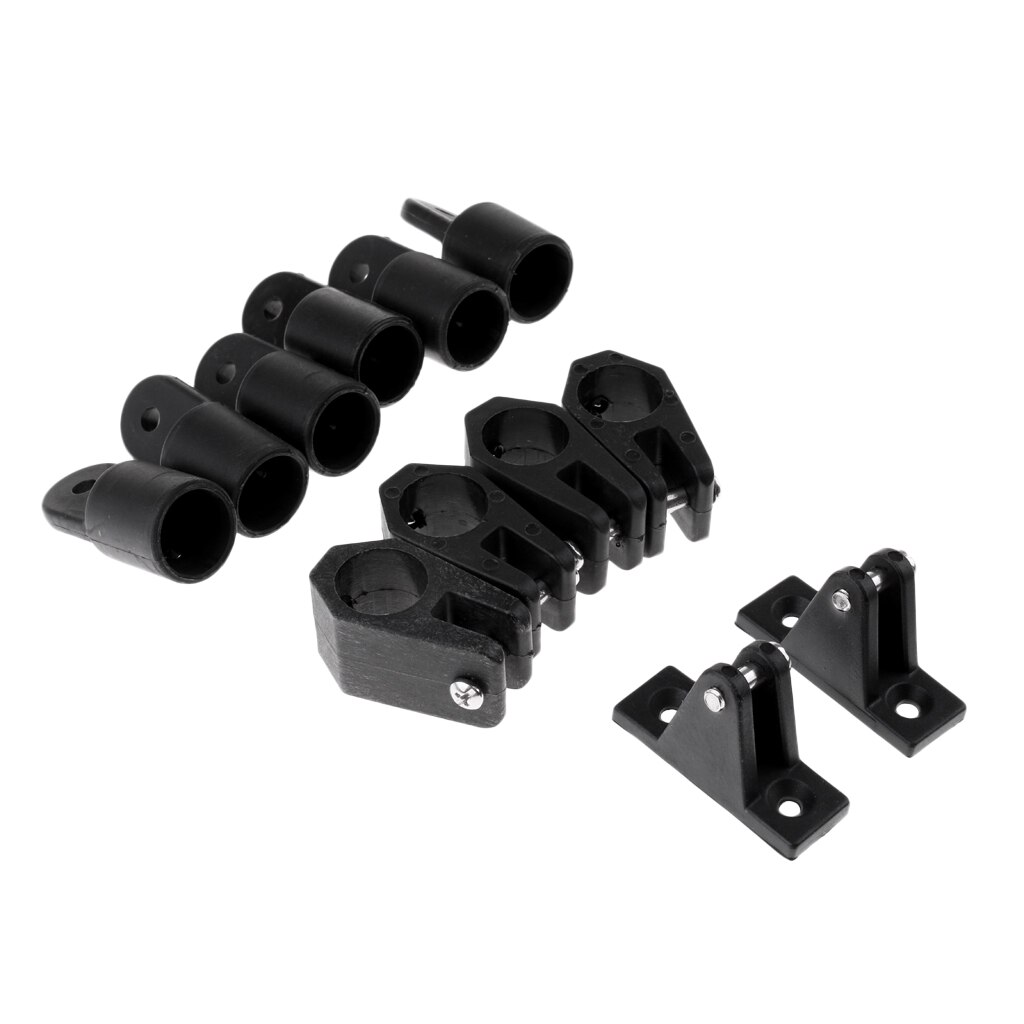 12 PCS Boat Nylon Bimini Top Fittings Hardware Set 7/8 inch - Black