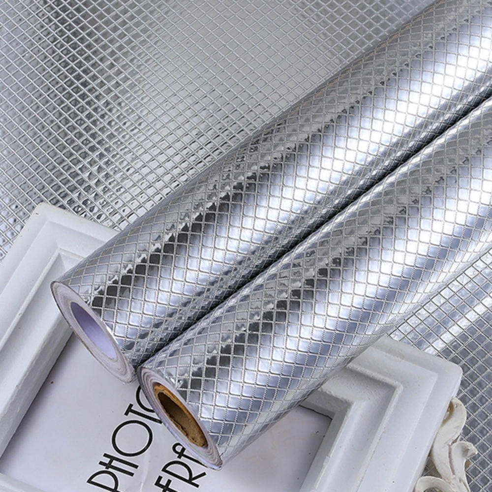 40*100cm kjøkken oljetett vanntett veggklistremerke aluminiumsfolie kjøkken komfyrskap selvklebende gjør-det-selv tapet: 2