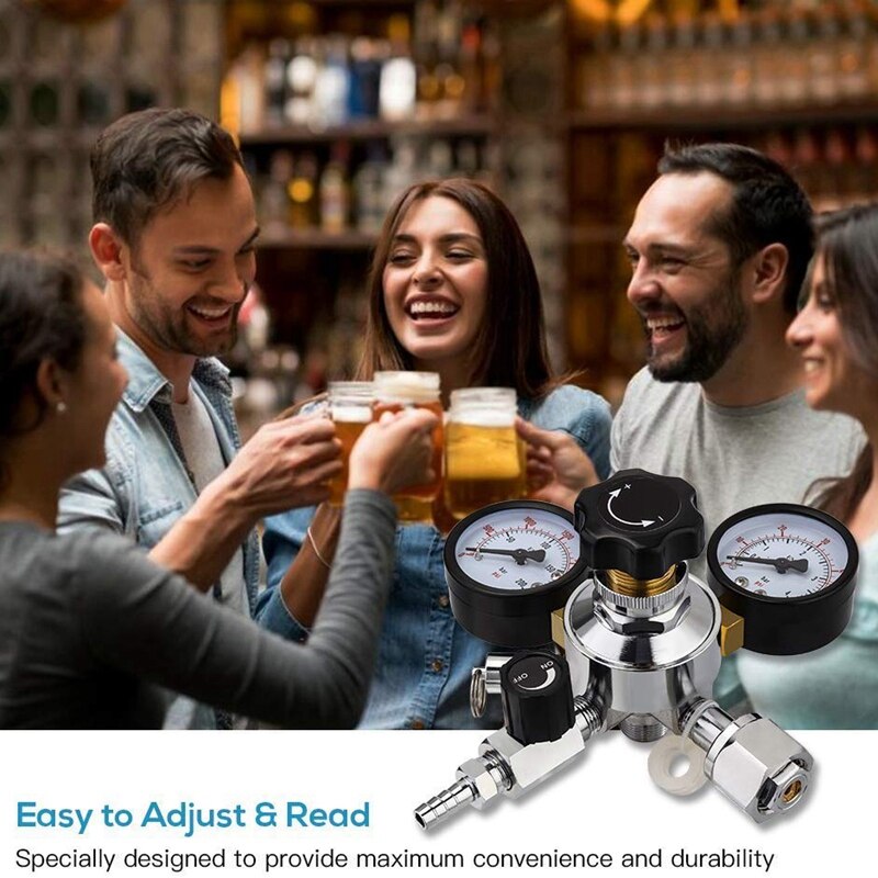 -Keg Regulator CO2 CGA-320, 0-60 PSI Working Pressure, 0-3000 PSI Tank Pressure, Beer Regulator, Co2 Pressure Regulator with