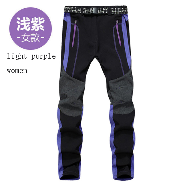 hiking pants men winter fleece waterproof outdoor trekking camping fishing Soft shell Trousers Camp Fish Climb: light purple / S