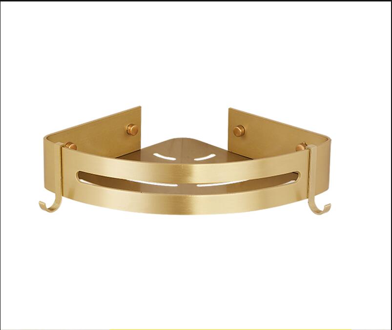 Corner Shelf Wall Mounted Bathroom Shelf Brushed Gold Aluminum Bath Shower Shelf Bath Shampoo Holder Corner shelf: corner shelf 1