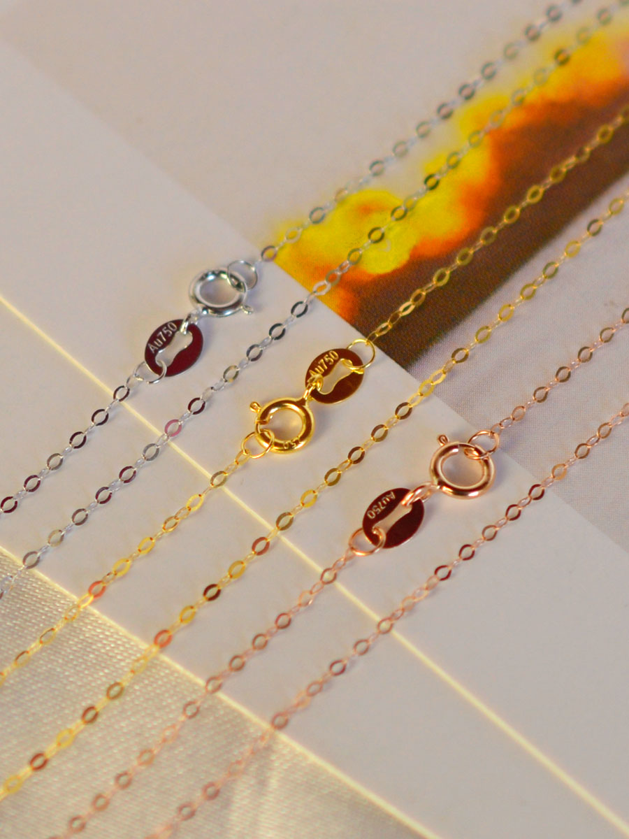 [NIMF] Breder Echt 18K Geel Gouden Ketting Gouden Ketting 45cm Beste Cadeau Voor Vrouwen [D206]