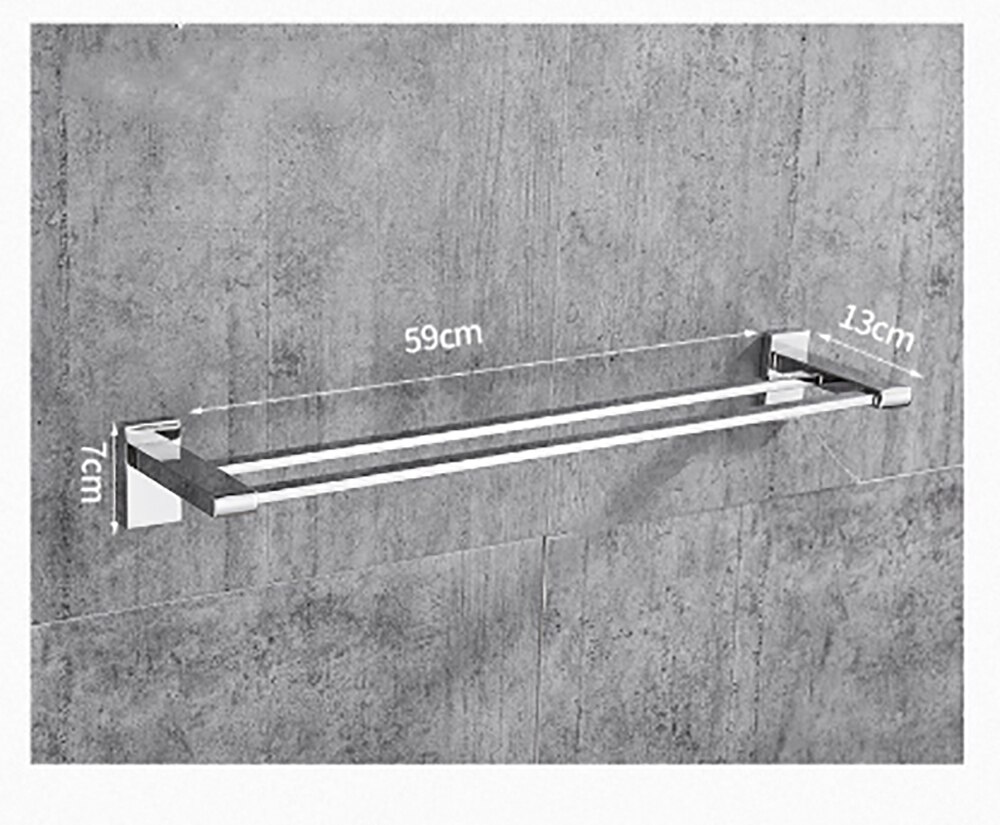 Soporte fijo de acero inoxidable para toallas de baño, barra de toallas de baño, estante de pared, colgador de toallas de un solo gancho, toalleros dobles: Double