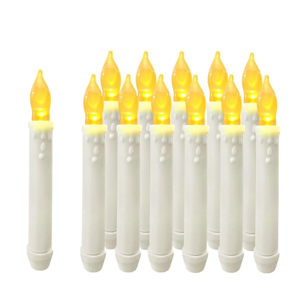 Flameless Window Taper Candles Led Battery Operated Dripless Flickering Candle Lights for Party Decorations Christm
