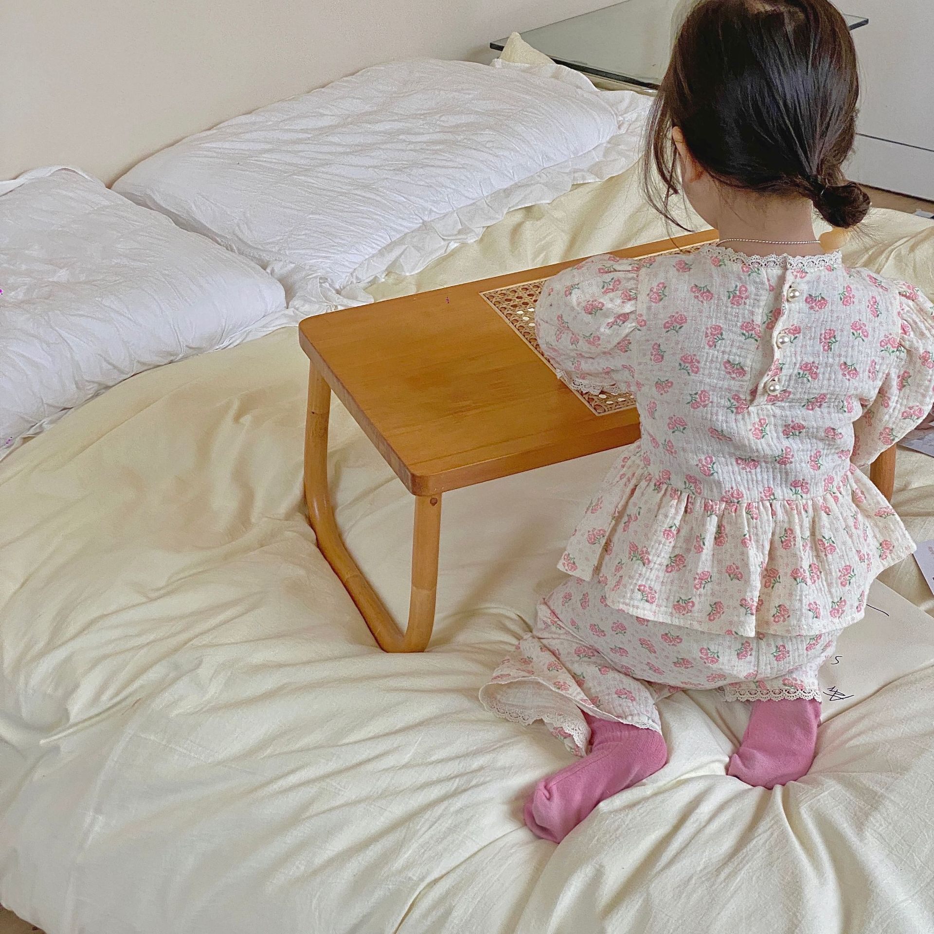 Conjunto de pijama de 2 piezas con fresas para niña, traje de Top + Pantalones, de Primavera: 18 m