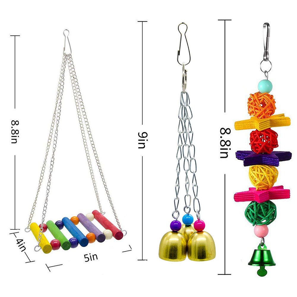 7pc Parrots Toys Swing Stand Budgie Parakeet Cage For Pet Toy African Grey Vogel Speelgoed Parkiet Hanging Bird Accessories