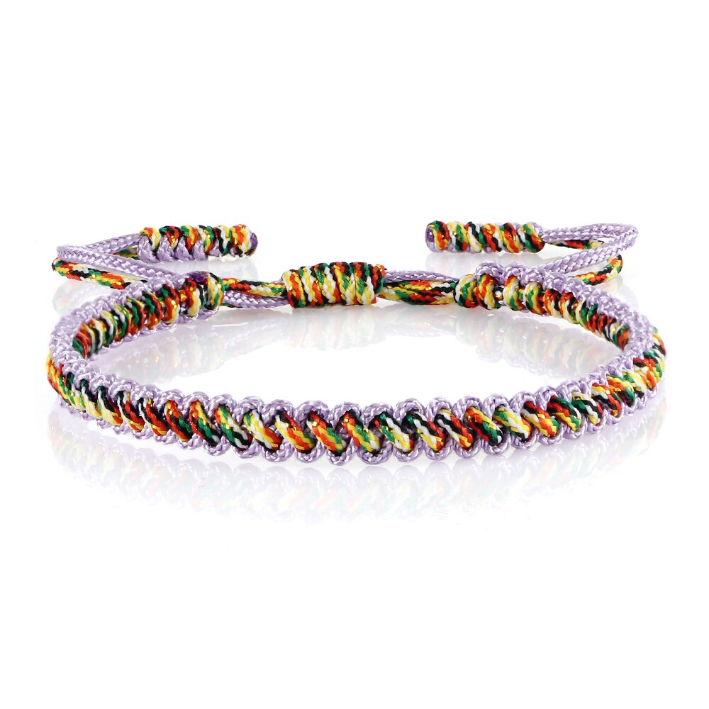MultiColor Lucky Handmade Rope Buddha Anklet Bracelet Tibetan Buddhist Braided Thread Knots Bangles For Women And Men Bracelets: Purple Rope 2