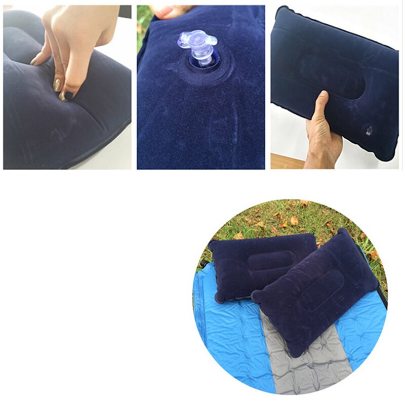 1PC Head Rest Bed Sleep Portable Inflatable Pillow Travel Air Cushion Double Sided Flocking Cushion Camp Beach Car Plane Hotel