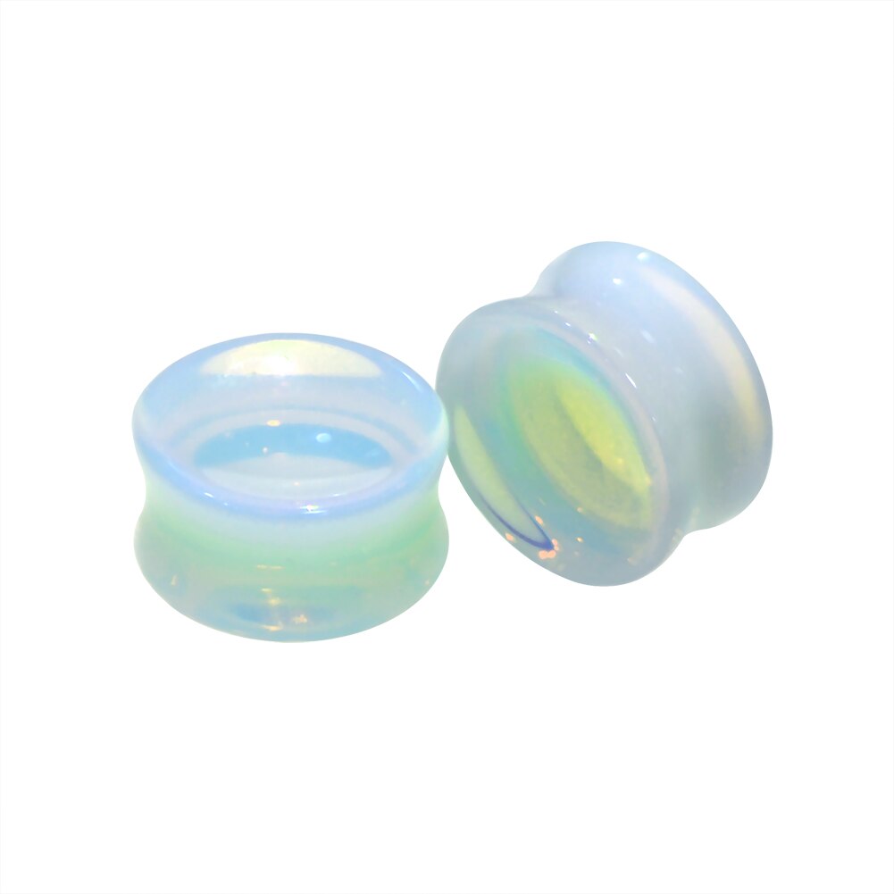 KÖRPER PUNK Neue Konkaven Stein Plugs und Tunnel Piercing Opalite Flesh Ohr Expander Gauges Bahren Körper Schmuck 2 stücke Set