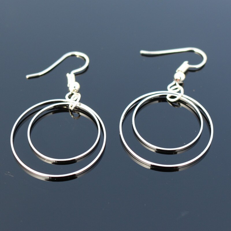 ES2011 Geometrische Oorbellen Vrouwen Dubbele Cirkel Dangle Earring Mode Brincos Eenvoudige Metalen Oor Fijne Sieraden Een Richting