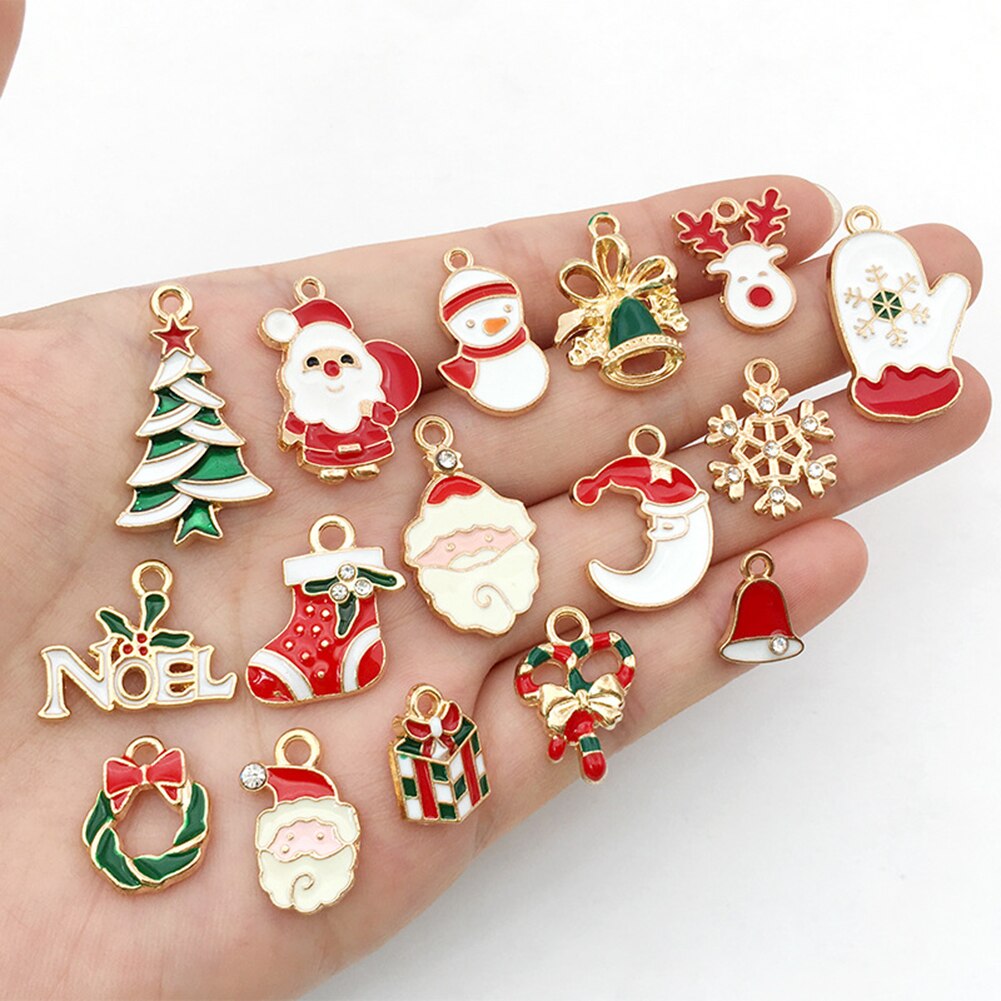 Mixed Christmas Charms Enamel Pendants Ornaments Decoration Xmas Tree Decoration For DIY Earrings Jewelry Findings