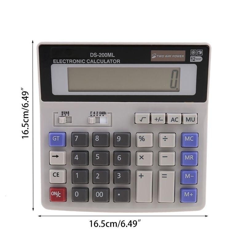 Standard Function Scientific Electronics Desktop Calculators, Dual Power, Big Button 12 Digit Large LCD Display, Handheld