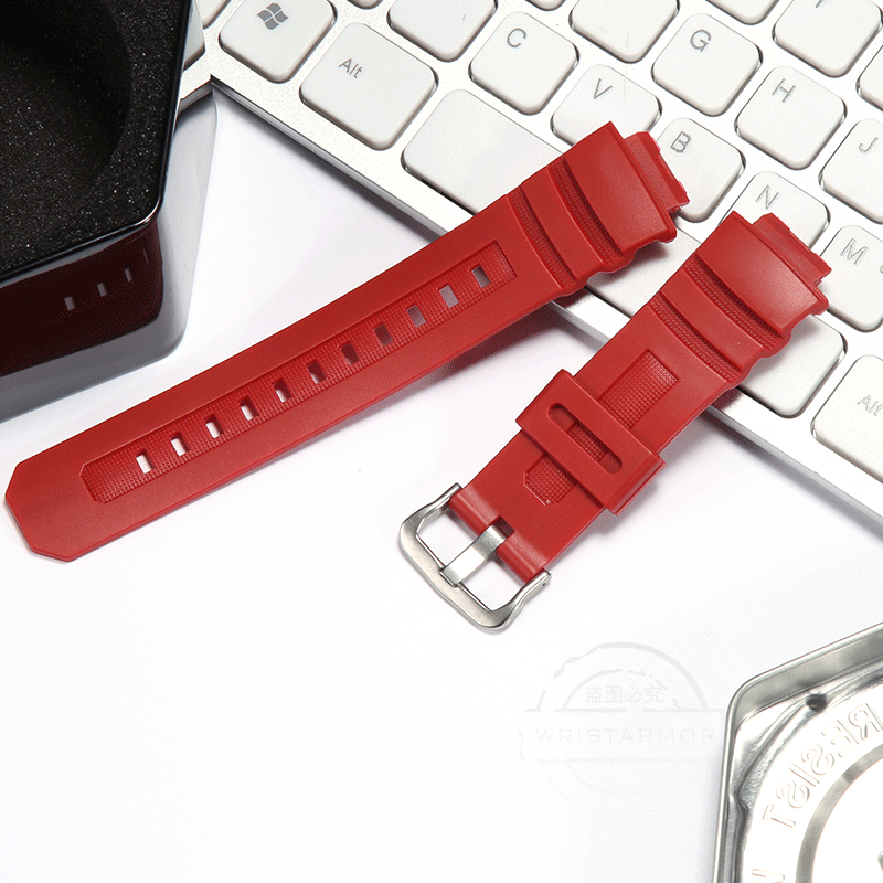 Rubber Strap Suitable For Casio AW591 590 AWG-M100 G-7700 Men Resin Waterproof 16mm Replacement Watctband Accessories: Red Black