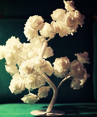 24 sztuk doprowadziło biały różowy kwiat róży nocna lampka nocna robić sypialni lampa stołowa dekoracji domu drzewo symulacji świąteczne wesele