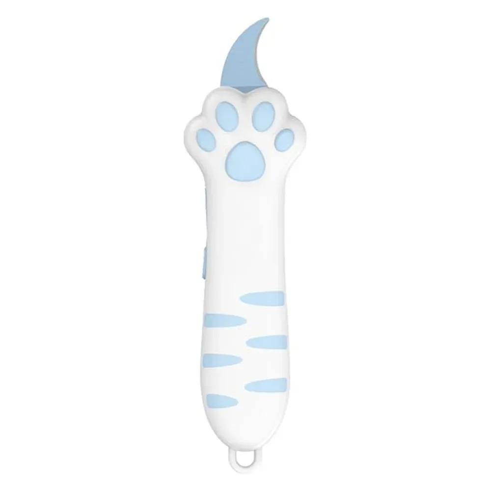 Portable Plastic Cat Paw Box Cutter Cartoon School Office Supplies Cat Box Paper Cutter Retractable Letter Opener: Yellow