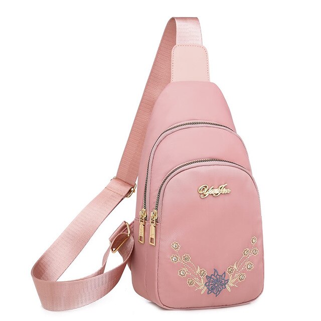 femmes broderie poitrine sac 3 en 1 étanche Sport sacs à bandoulière petits sacs à dos bandoulière pour adolescentes: pink