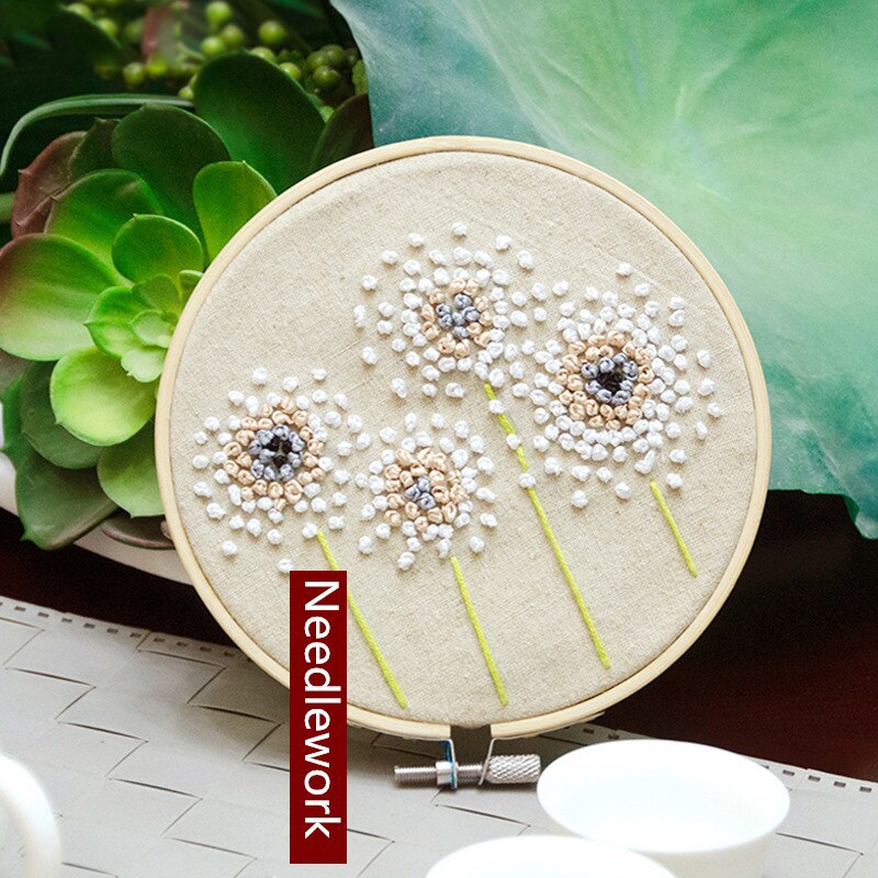 3 st blomma gräs gör det själv broderi blomma handarbete handarbete för nybörjare korsstygn kit band målning broderi båge: F