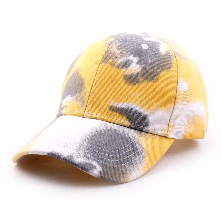 2022 tie dye baseballkasket sommer mænd kvinder trend elskere farverig snapback hat sol udendørs justerbar sol graffiti knogle: Gulgrå