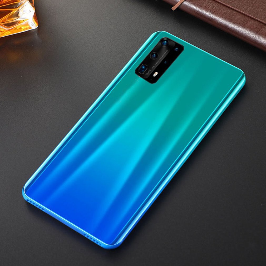 Duplo-core p40 pro smartphone 5 Polegada tela smartphone 512m + 4g android smartphone 3d vidro chapeado capa traseira azul