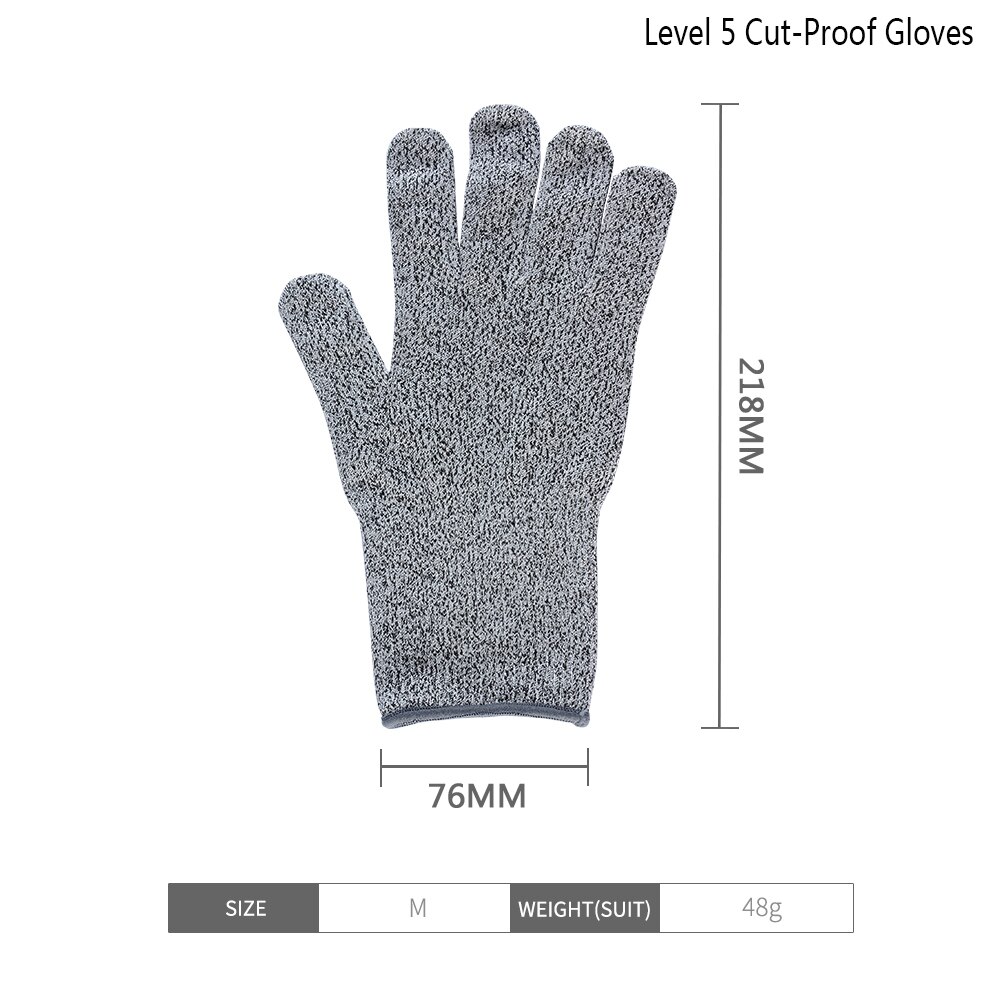 Anti-cut handsker skærebestandige handsker fødevarekvalitet niveau 5 beskyttelse tråd metal handske køkken skære sikkerhedshandsker til fiskekød: Størrelse m