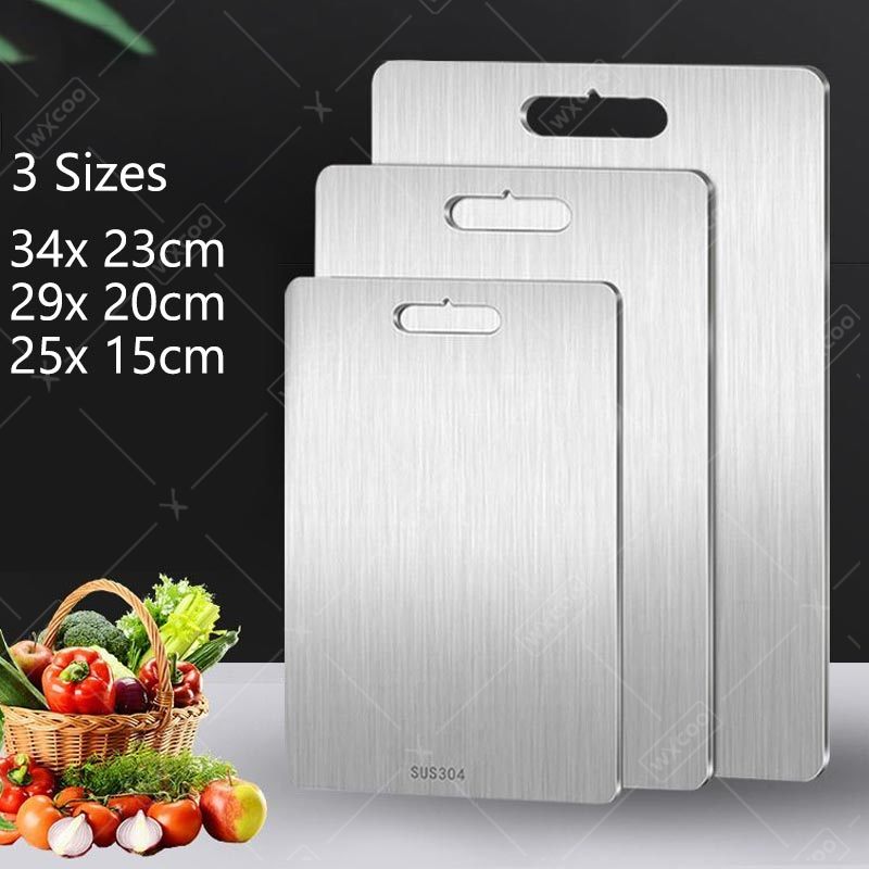 Stainless Steel Cutting Board Chopping Board Kneading Dough Board for Kitchen for Meat Fruit Vegetables Baby Food Easy To Clean