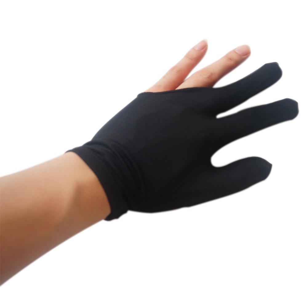 1 par de guantes de taco de billar inglés de tela, accesorios de dedo para piscina, tres manos, derecha, negra, izquierda D3Z2