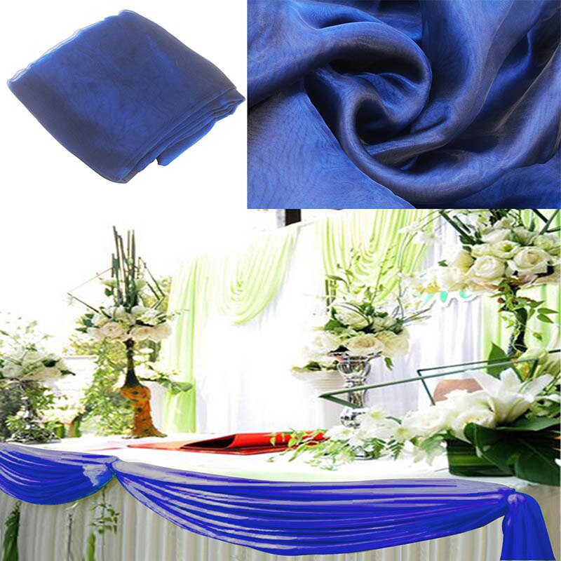 Tissu Organza avec ruban pur 10M x 1.35M | Couverture pour mariage, fournitures de décoration pour Banquet de mariage, célébrations d'hôtel: navy blue