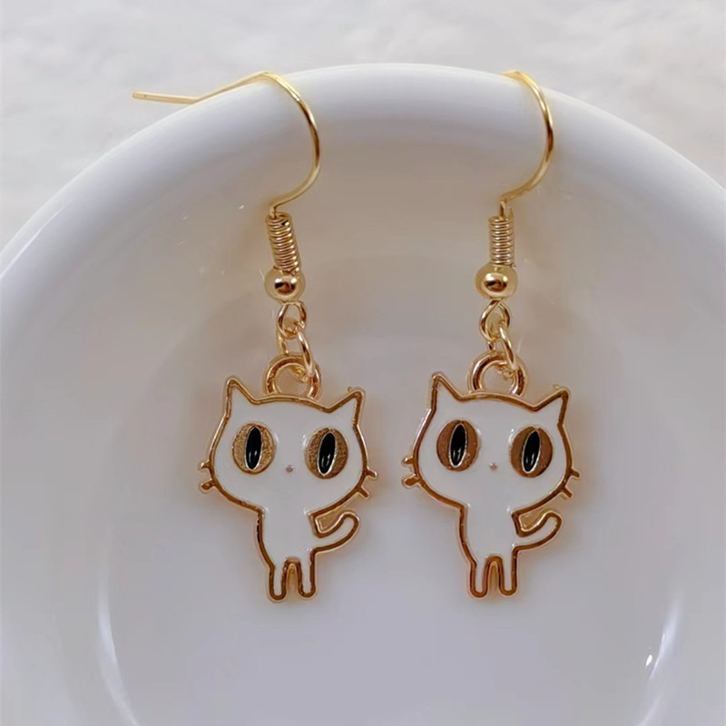 Leuke cartoon kat hanger oorbellen Leuke luie kat hangen handgemaakt Leuke kitten dieren hanger oorbellen Meisje cadeau