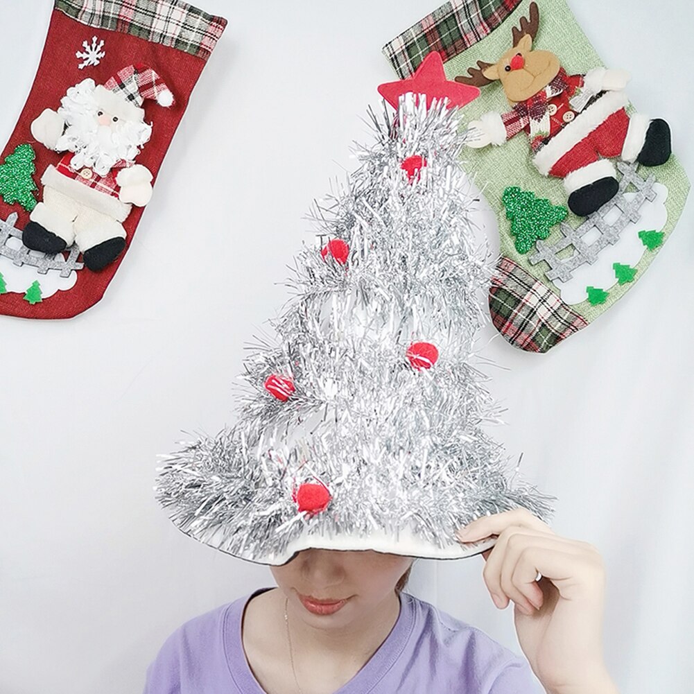 Skinnende glitter juletræ hat voksen børn xmas fest kostume indretning sød kasket jul hat fest santa hatte år