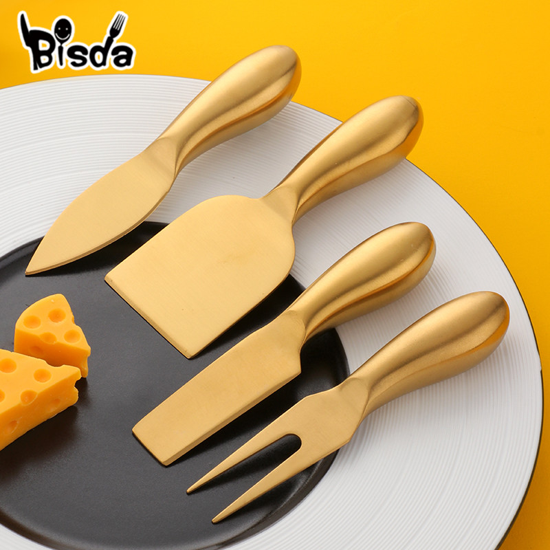 Outil à fromage en or, trancheur, couteau râpes à fromage, outils de cuisine, spatule à gâteau, couteau à beurre, ensemble de 4 pièces