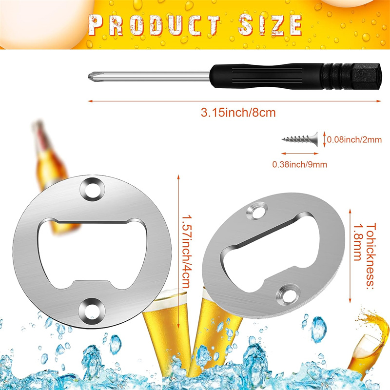 Kit d'inserts pour ouvre-bouteille, inserts ronds en acier inoxydable avec vis et tournevis pour ouvre-bouteille, moule de bricolage