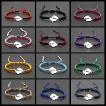 Bransoletka amulet ze stali nierdzewnej para urocza mała stopa szczęście czerwona nić plecione bransoletki i Bangles dla kobiet mężczyzn biżuteria mankiet